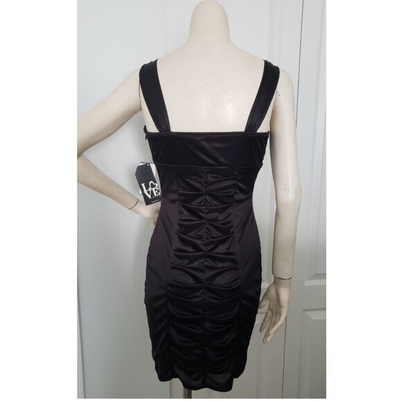 BNWT Love Tease Black Satin Short Dress Semi Formal Size 5 Ruched front and back - Picture 10 of 12